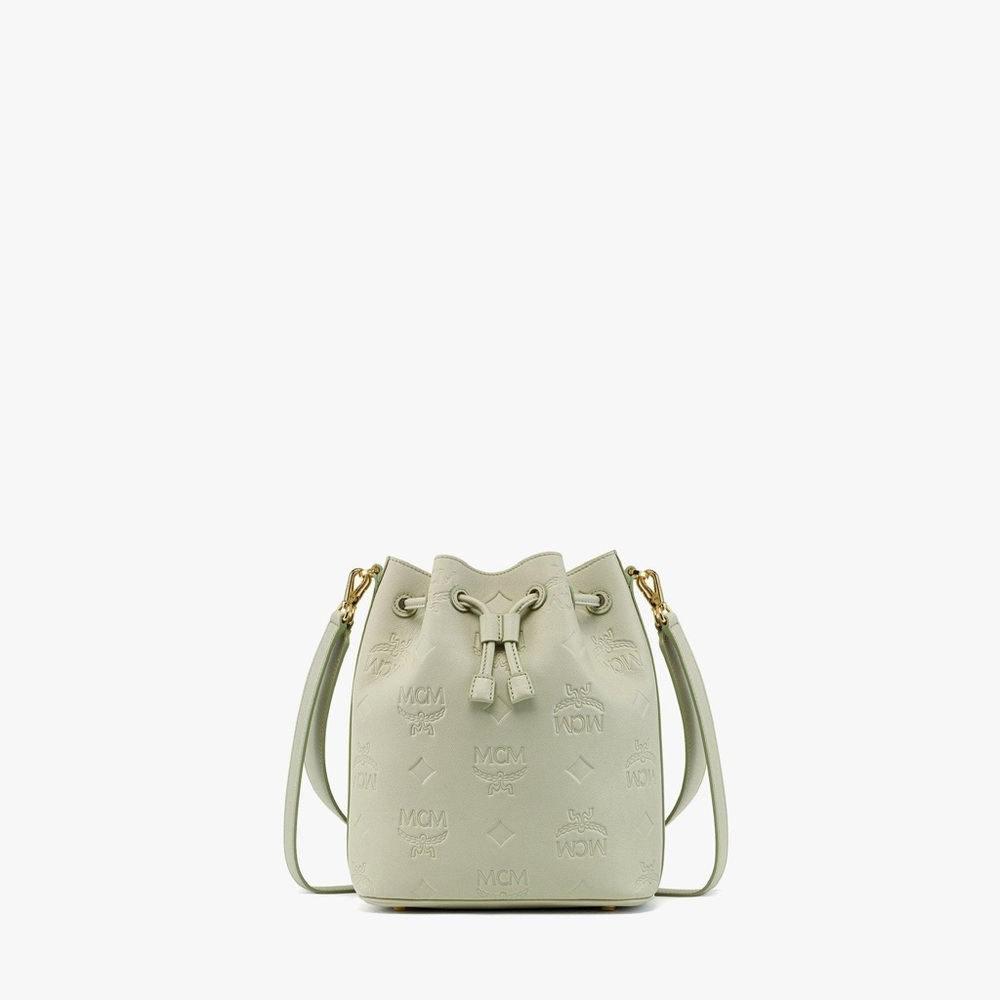 Mcm Medium Dessau Drawstring Bucket Bag - Alfalfa
